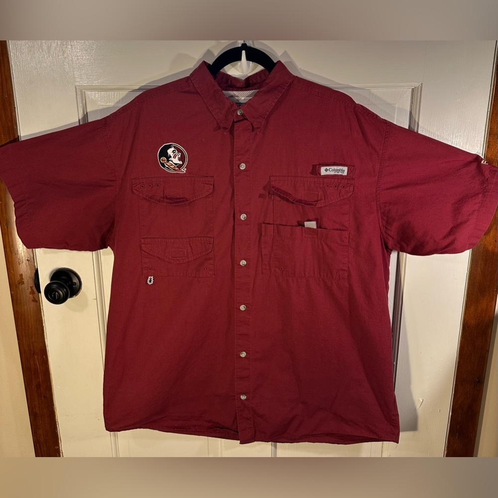 Columbia PFG Florida State Short Sleeve Men’s Button Down Shirt Size L